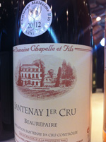 Vin "Santenay, 1er cru, Beaurepaire" du Domaine Chapelle